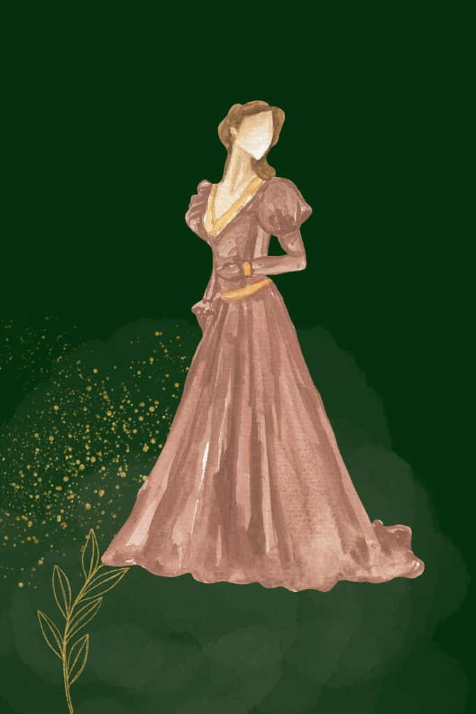Abbildung Darstellung einer stolzen Frau im Kleid